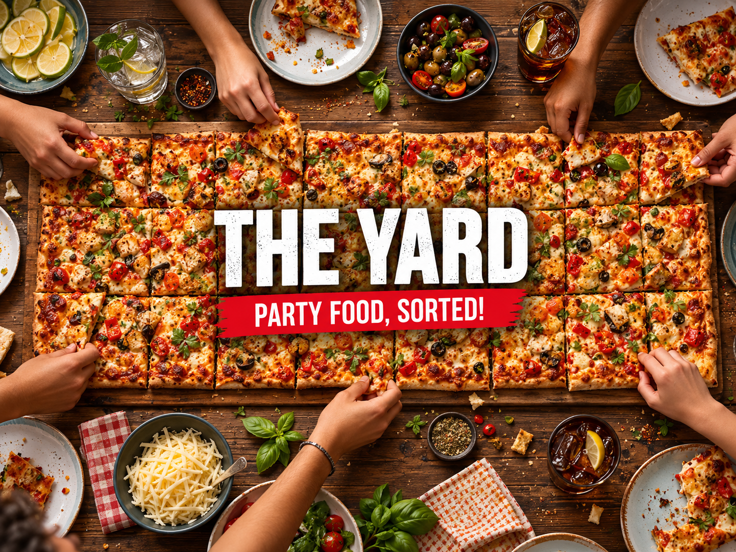 PizzaBoyz The Yard party food promotional advertising design